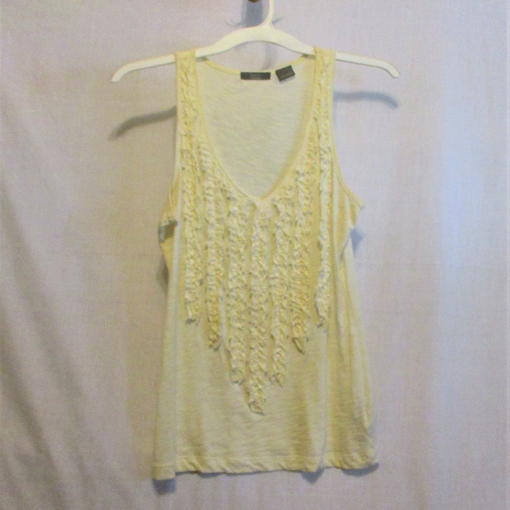 Cream Tuxedo Ruffle Tank Top